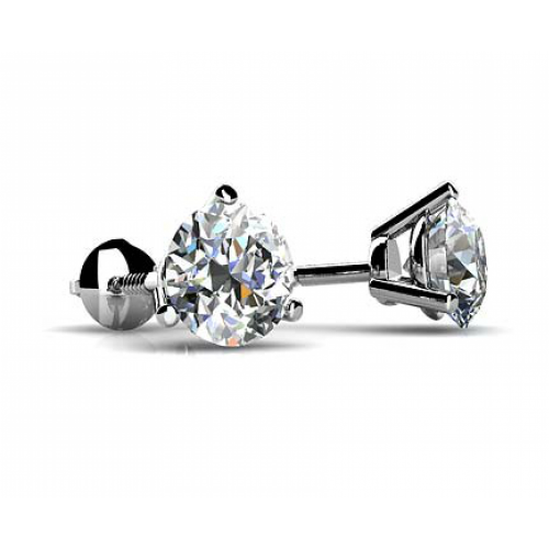 1.00 ct Round Cut Diamond Martini Setting Stud Earrings in Screw Back 1.00 ct Round Cut Diamond Martini Setting Stud Earrings in Screw Back